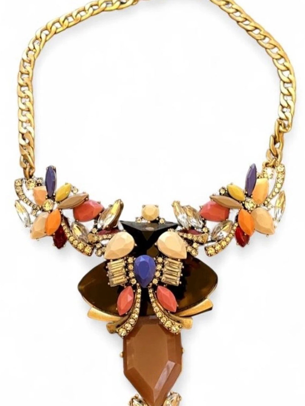 J.Crew Statement  Pendant Necklace in Gold & multicolor rhynestones and crystals